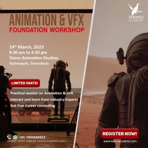 Toonz Academy is hosting a FREE One-Day Workshop on Animation and Visual Effects!