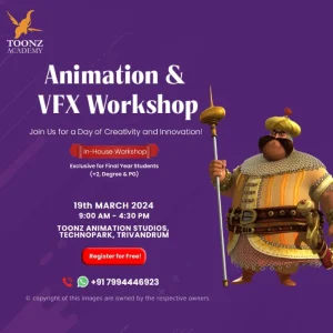 Join us on March 19th for an immersive Animation and VFX workshop at Toonz Academy!